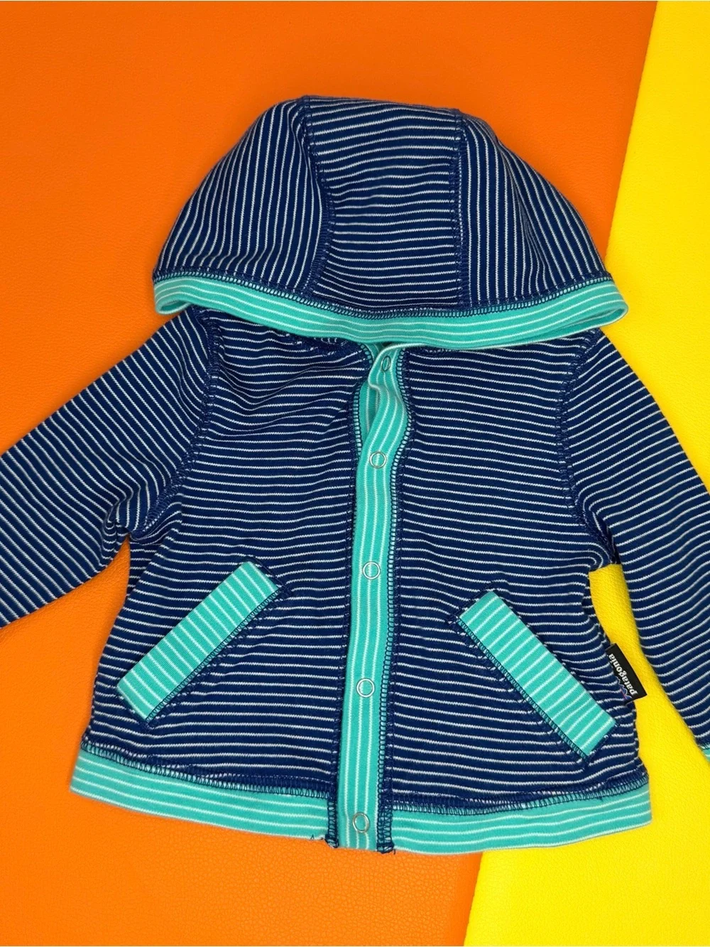 Patagonia Striped Cotton Baby Hoodie Jacket Bundle of Two Newborn & 0-3Months